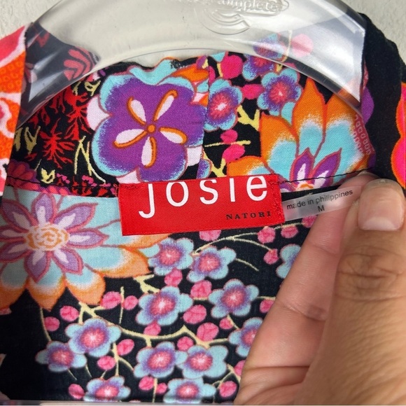 Josie Natori bright florals bohemian rayon kimono roble size: M - Picture 4 of 11
